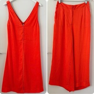 Free People Flowy Two-Piece Tunic and Wide-Leg Pant Set in Orange Size 4 NWOT